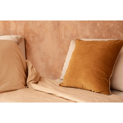Fluwelen kussenhoes Velvet crush mosterd - 50x50 cm