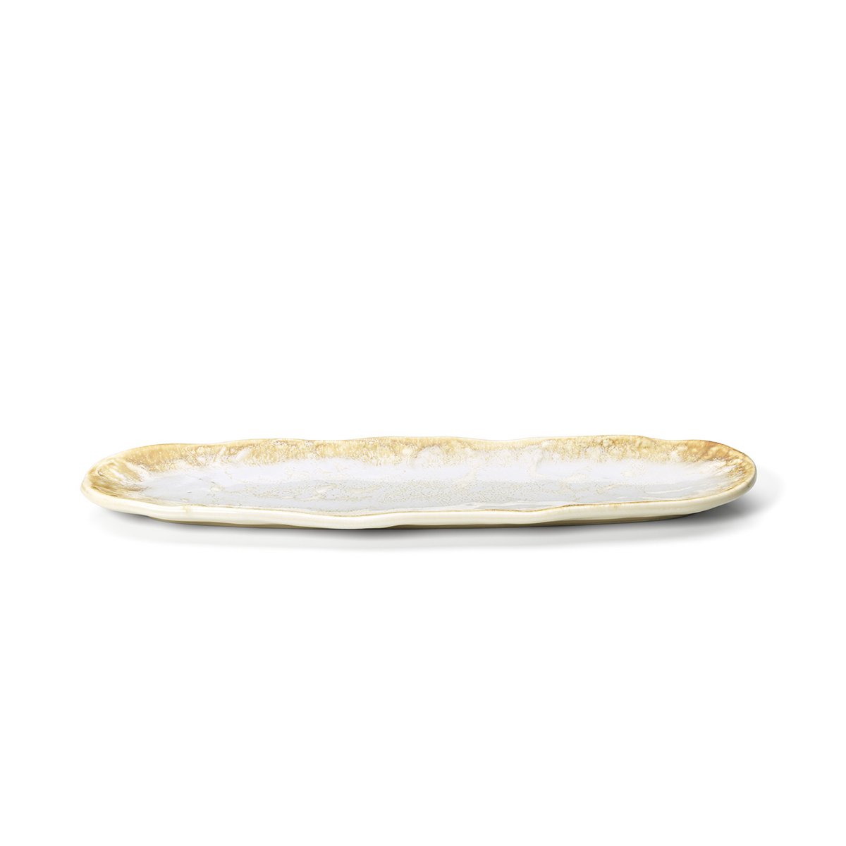 Porseleinen schotel Ovaal wit/goud
