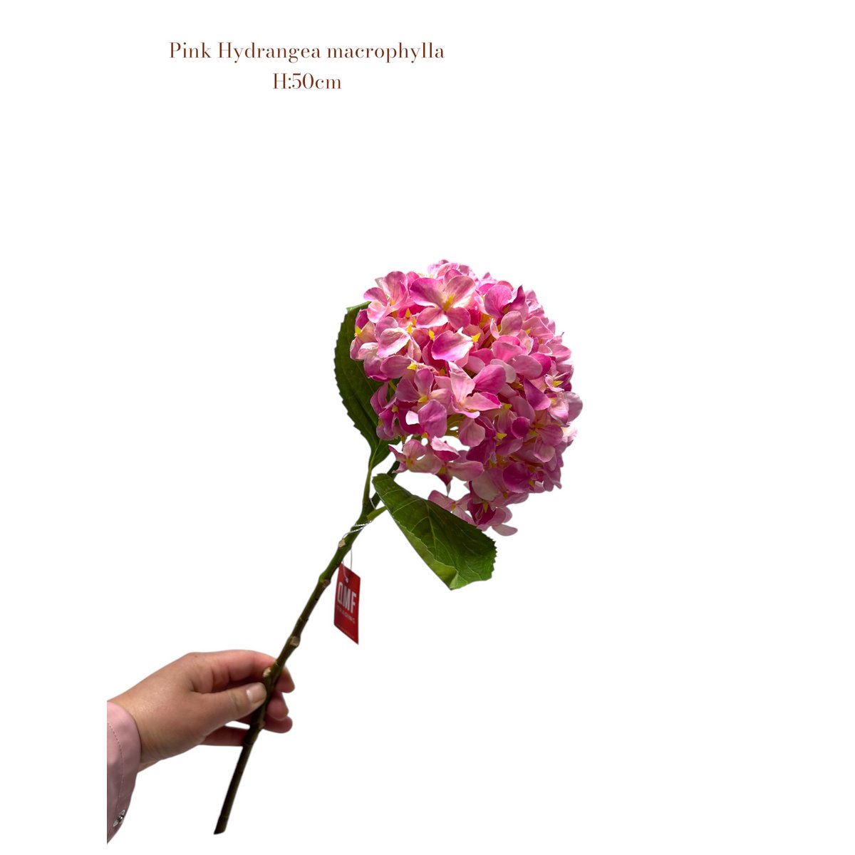 Zijden kunstbloem Hydrangea macrophylla roze - 50 cm