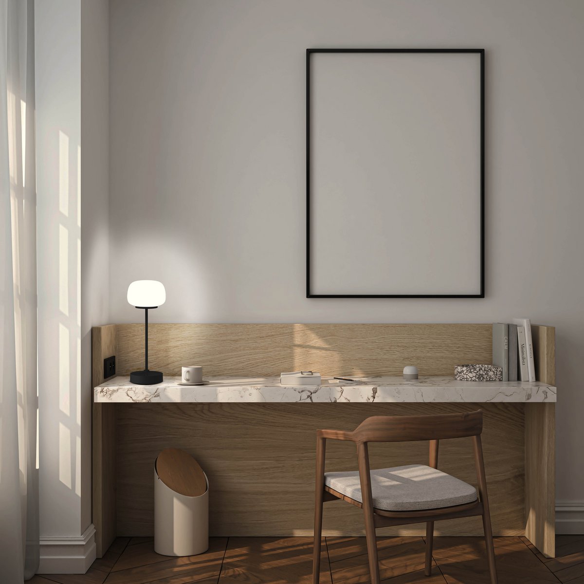 LED Acculamp Pina Zwart/Wit Glas - 30 cm