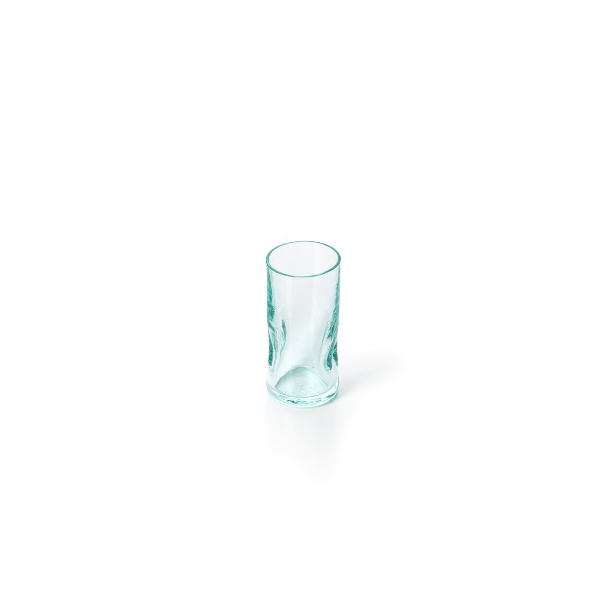 Glazen borrelglaasje blauwgroen
