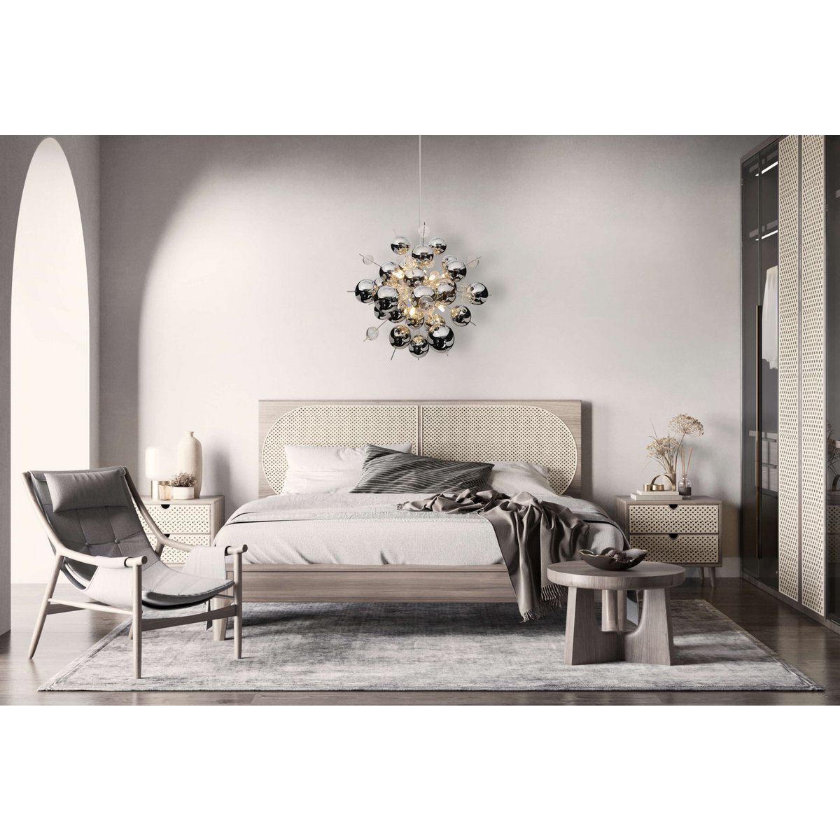 Hanger lamp "explosie" chroom gemaakt van metaal en glas, G9 - versies, hangende lamp voor eetkamer, woonkamer, gang of kantoor, Øca. 65 cm - OutHome