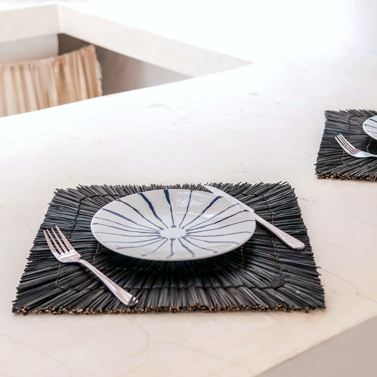 Placemat Varna Zeegras Zwart - 36 cm (Set)
