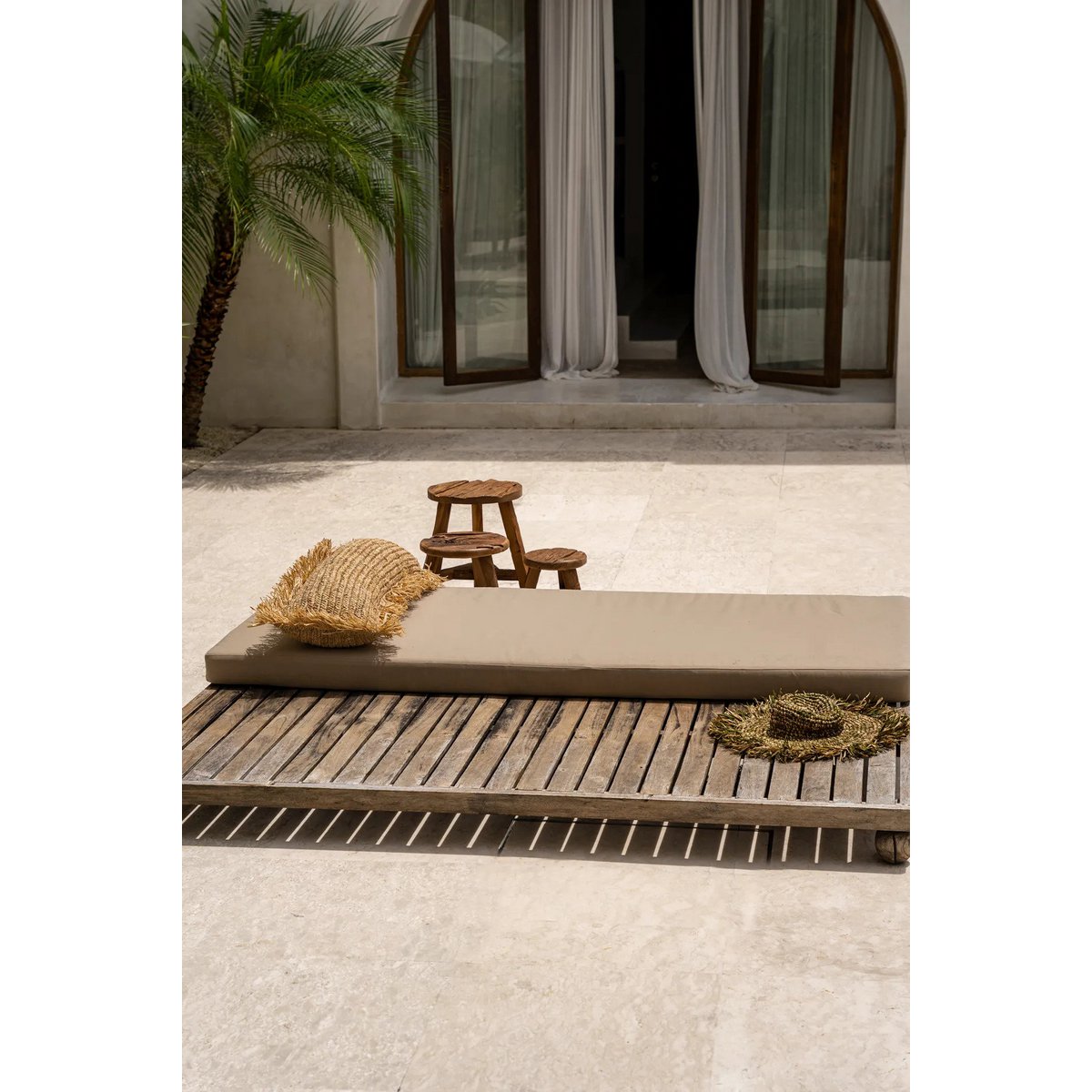 Raffia kussenhoes Rechthoekig naturel - 35x100 cm