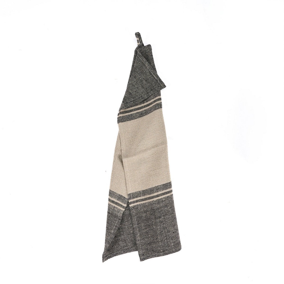 Linnen keukendoek Dash naturel zwart - 50x70 cm