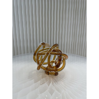 Glazen knoop Knoop geel - 11 cm
