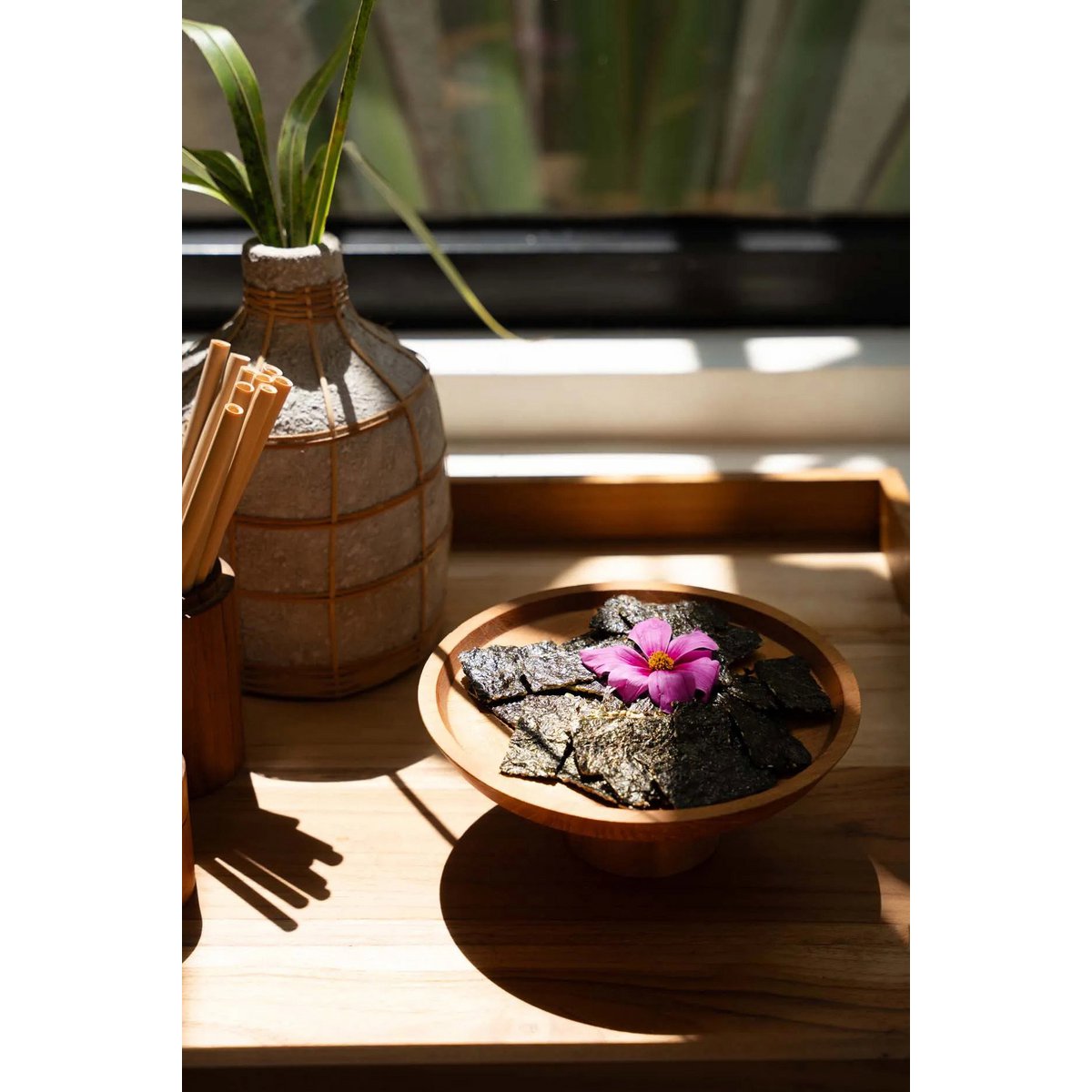 Teakhouten gebaksbord Teak root naturel - 20 cm