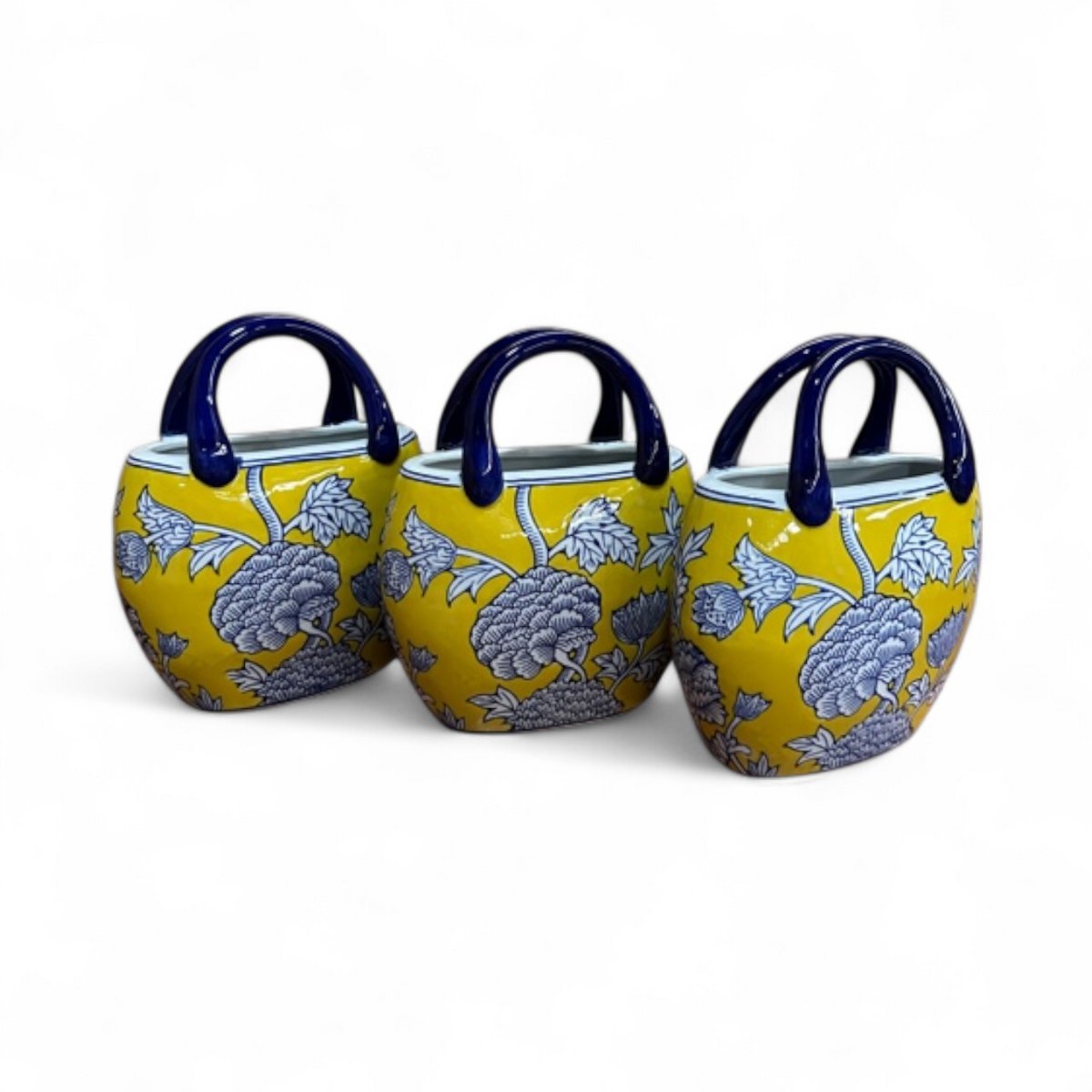 Porseleinen vaas Bag geel/blauw
