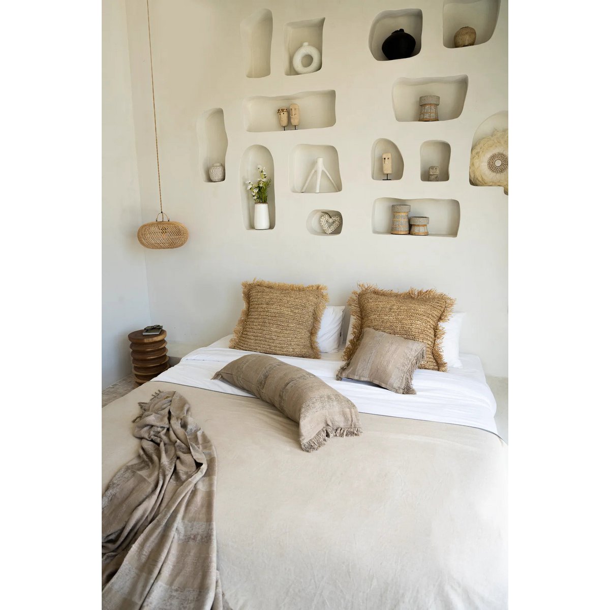 Raffia kussenhoes naturel - 60x60 cm