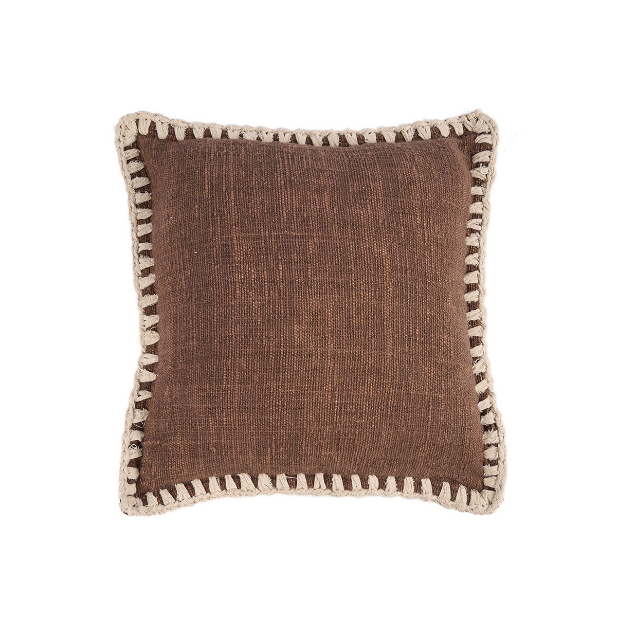 Kussenhoes Espresso Edge bruin wit - 50 cm