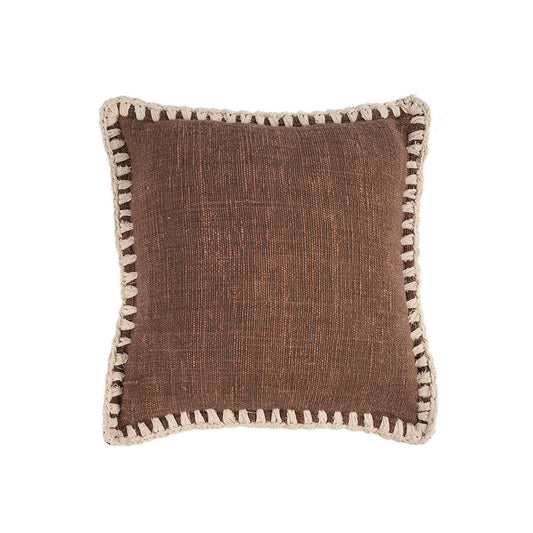 Kussenhoes Espresso Edge bruin wit - 50 cm