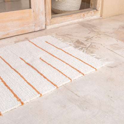 Vloermat Gianyar Katoen Wit/Bruin - 64x51 cm