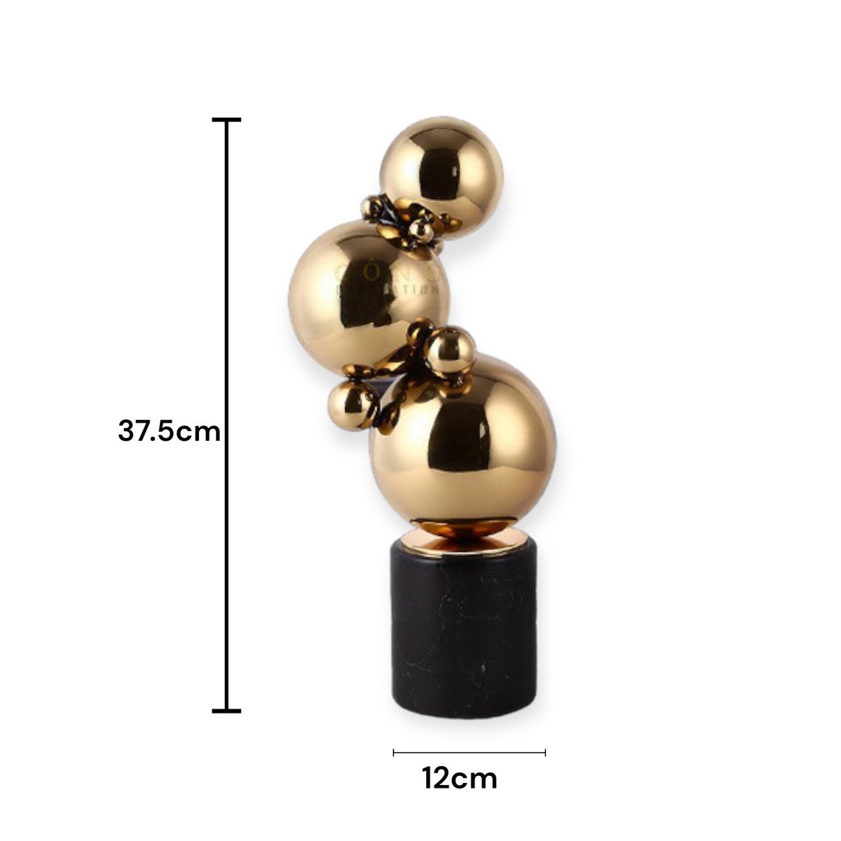 Beeldhouwwerk Zh-05groot formaat zwart/goud (set van 2)