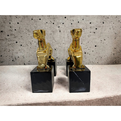 Chroom boekensteunen Terrier goud (Set van 2)