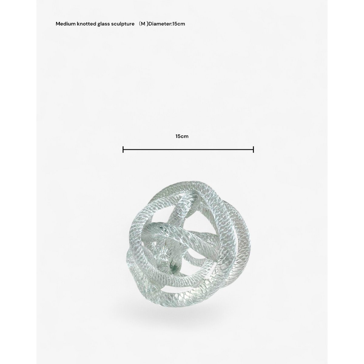 Geknoopte glazen sculptuur M transparant - 15 cm