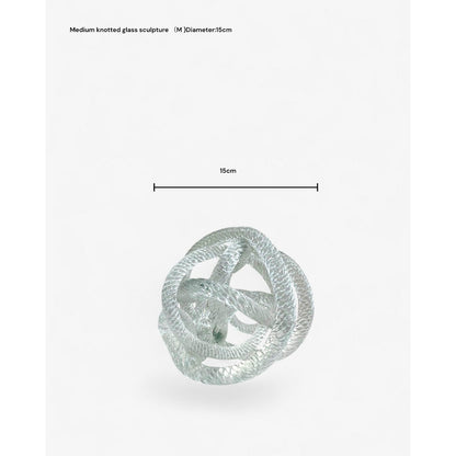 Geknoopte glazen sculptuur M transparant - 15 cm
