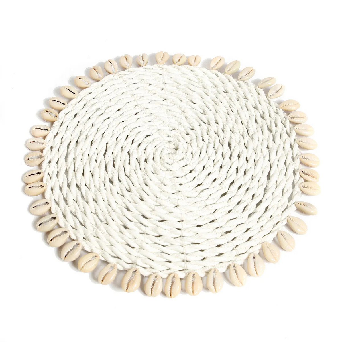 Zeegras pannenonderzetter Shell pan coaster wit