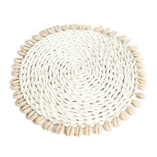 Zeegras pannenonderzetter Shell pan coaster wit