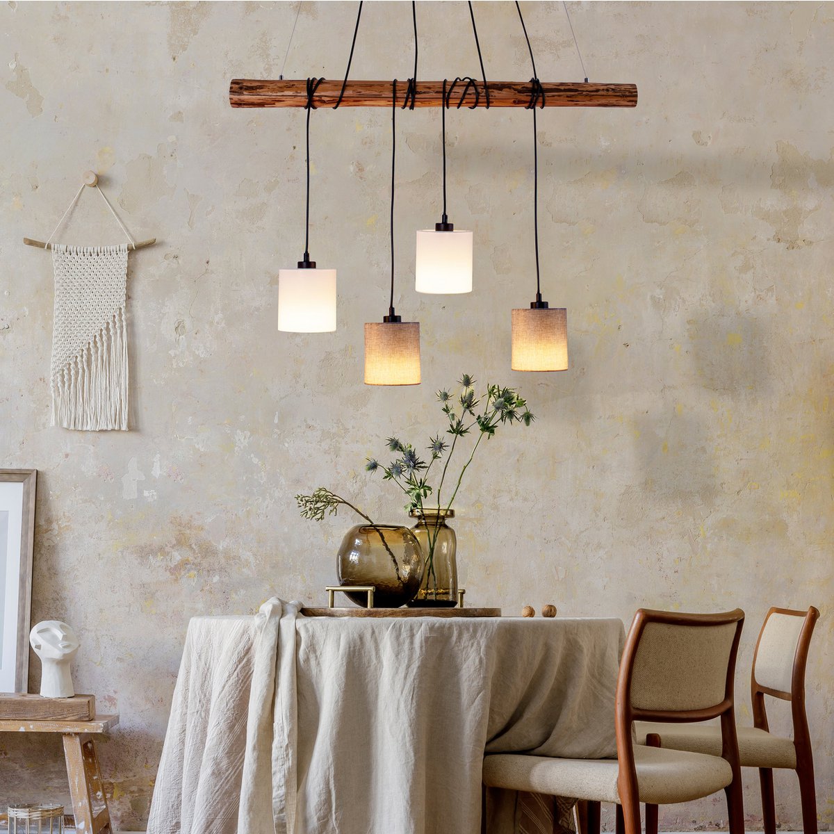 Hanglamp Malta 4-Lichts Grijs/Wit (E27)
