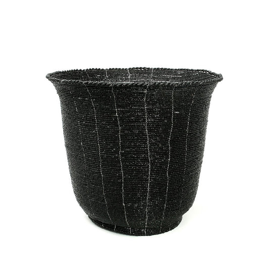 Kralenmand Beaded bowl high zwart - L