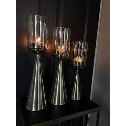 Glazen kandelaar M goud - 45 cm