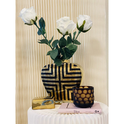 Porseleinen pot Kunstdecor goud/zwart