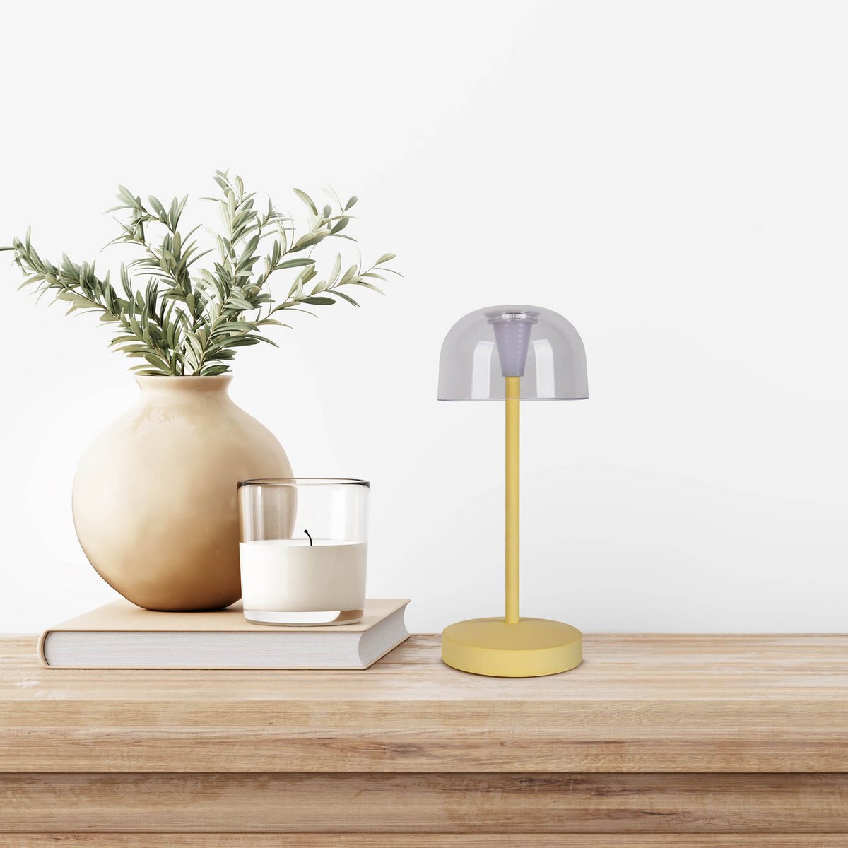 LED Acculamp Gomba Geel (Set van 2) - 18,5 cm