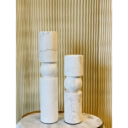 Marmeren kandelaar wit - 39,5 cm