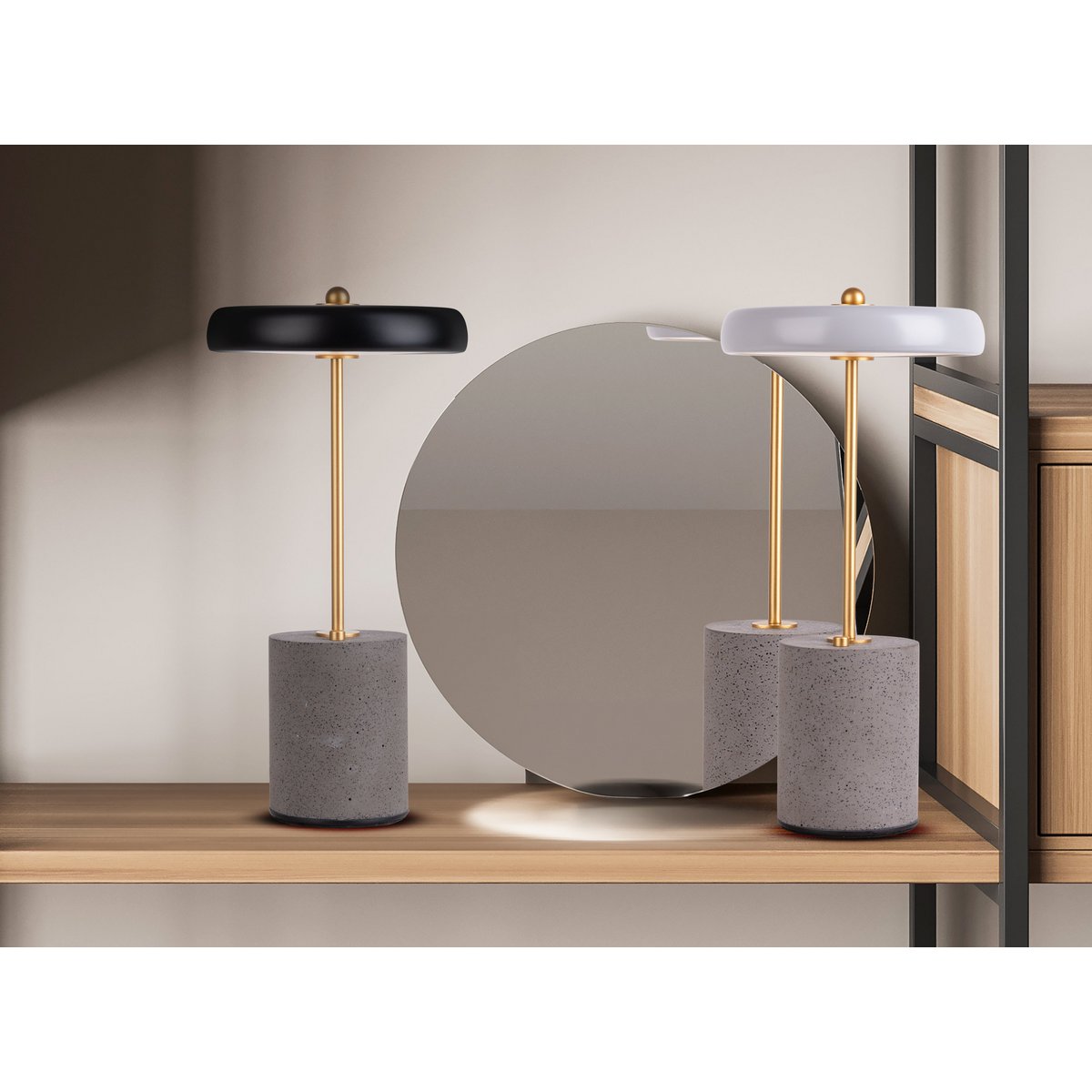 Acculamp Seta Zwart Metaal/Beton - 30 cm