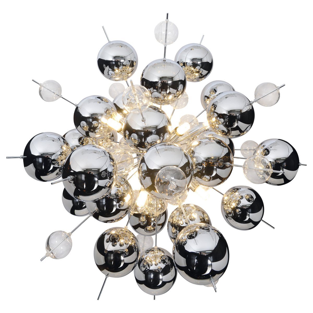 Hanger lamp "explosie" chroom gemaakt van metaal en glas, G9 - versies, hangende lamp voor eetkamer, woonkamer, gang of kantoor, Øca. 65 cm - OutHome