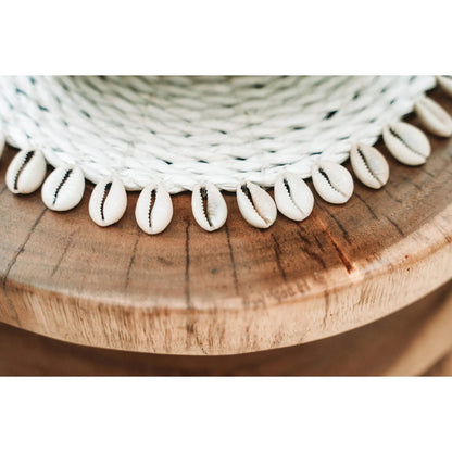 Zeegras pannenonderzetter Shell pan coaster wit