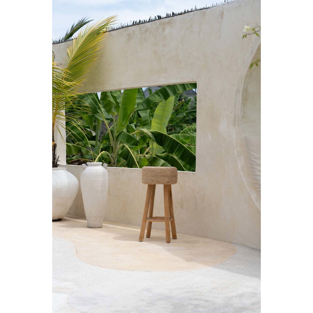 Raffia barkruk naturel