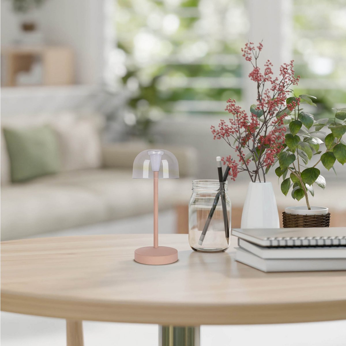 LED Acculamp Gomba Amandel Mat (Set van 2) - 18,5 cm