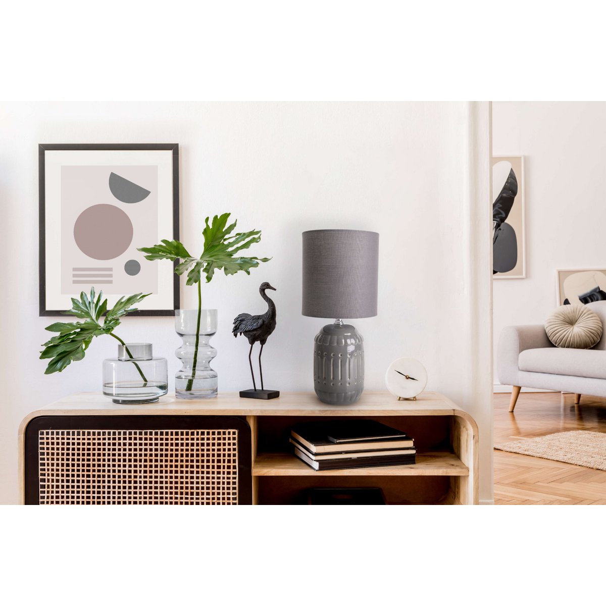 Keramische Tafellamp Erida Grijs (E14)