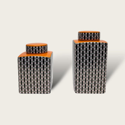 Porseleinen pot A-stijl oranje (set van 2)