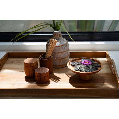 Teakhouten gebaksbord Teak root naturel - 20 cm