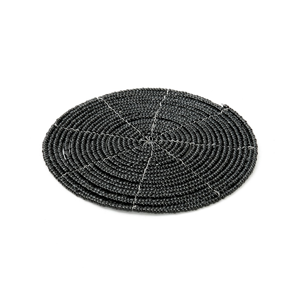 Kralen onderzetter Beaded zwart - 10 cm