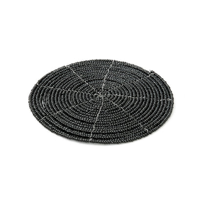 Kralen onderzetter Beaded zwart - 10 cm