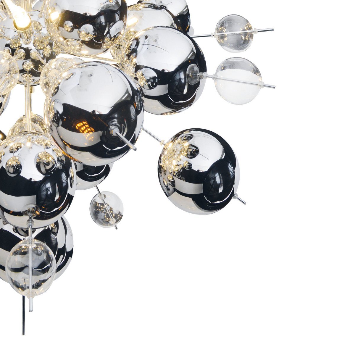 Hanger lamp "explosie" chroom gemaakt van metaal en glas, G9 - versies, hangende lamp voor eetkamer, woonkamer, gang of kantoor, Øca. 65 cm - OutHome