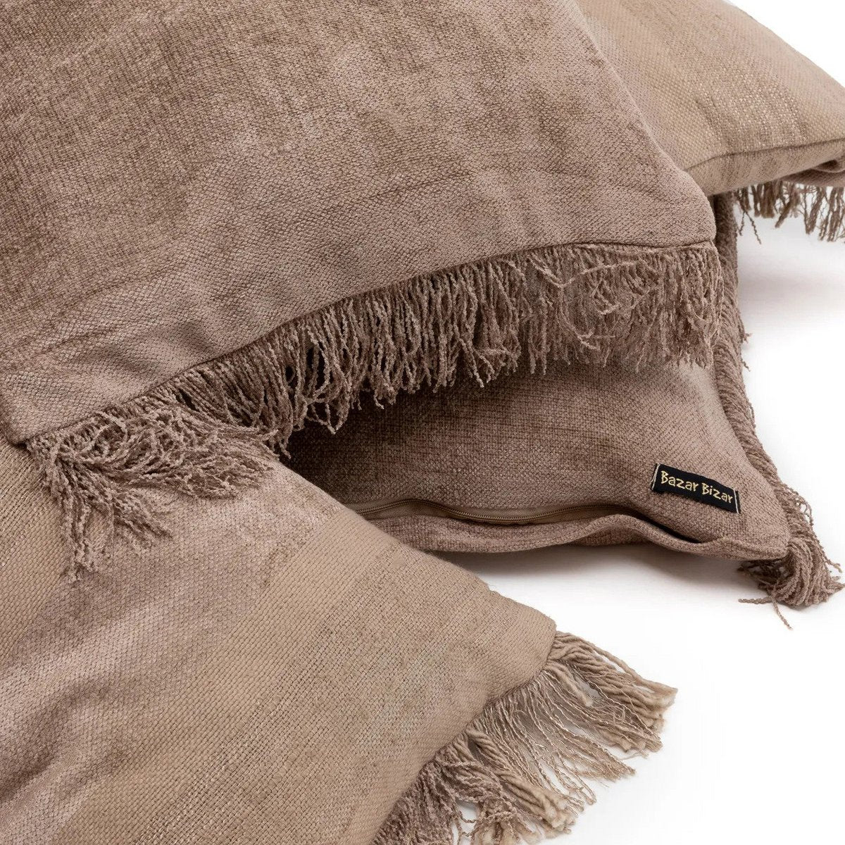 Betonfluweel kussenhoes taupe - 40 cm