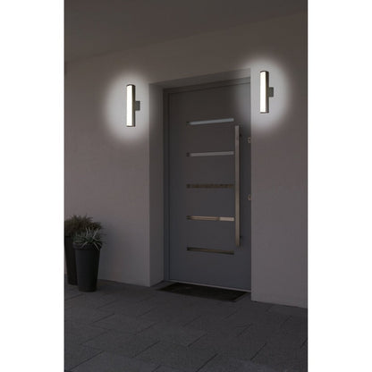 LED - wandlampen "Flair", 30 cm gemaakt van grijs metaal en plastic, met geïntegreerde LED - OutHome