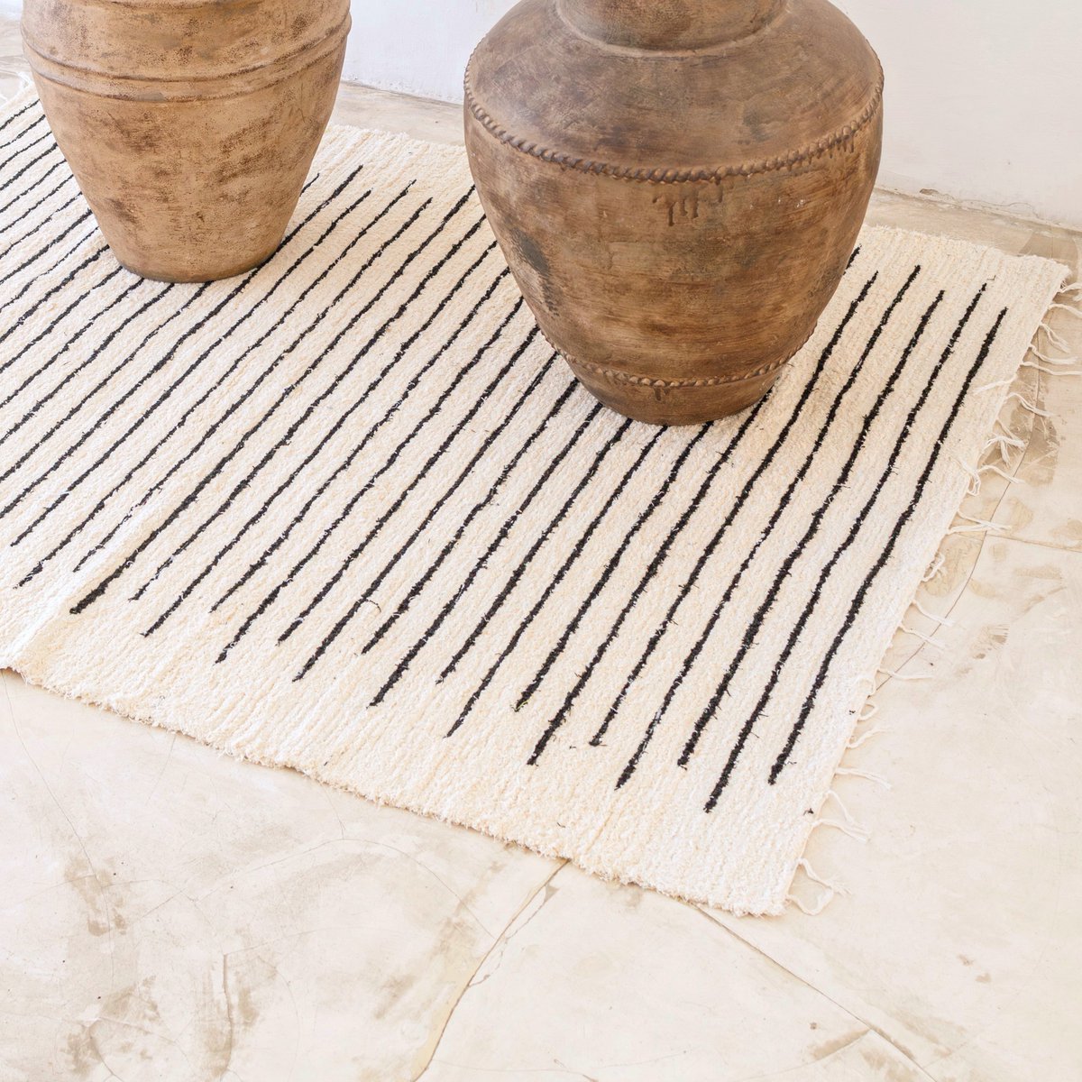 Vloerkleed Kerta Katoen Wit/Zwart - 150x120 cm