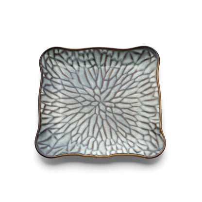Porseleinen bord Lotus ice square grijs bruin - L