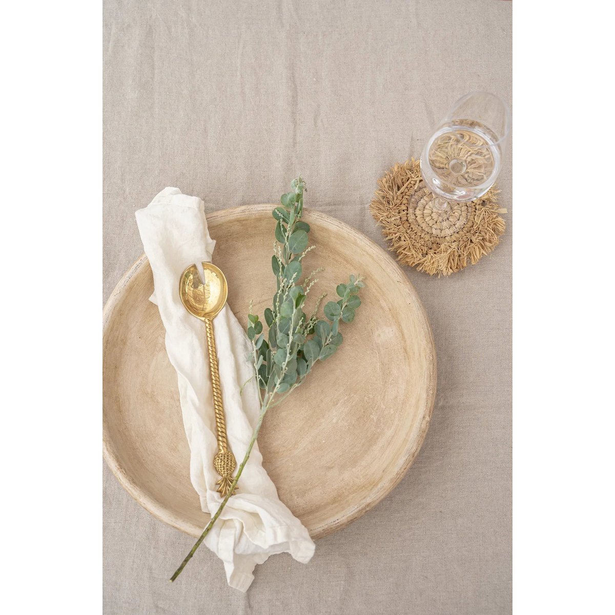 Raffia onderzetter Fringe natuurlijk
