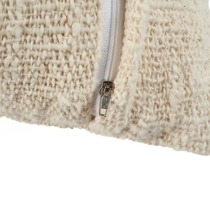 Kussenhoes raffia- en katoenen Isla palm wit