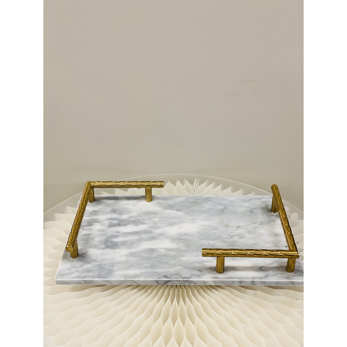 Marmeren dienblad Luxe goudkleurige - 35 cm