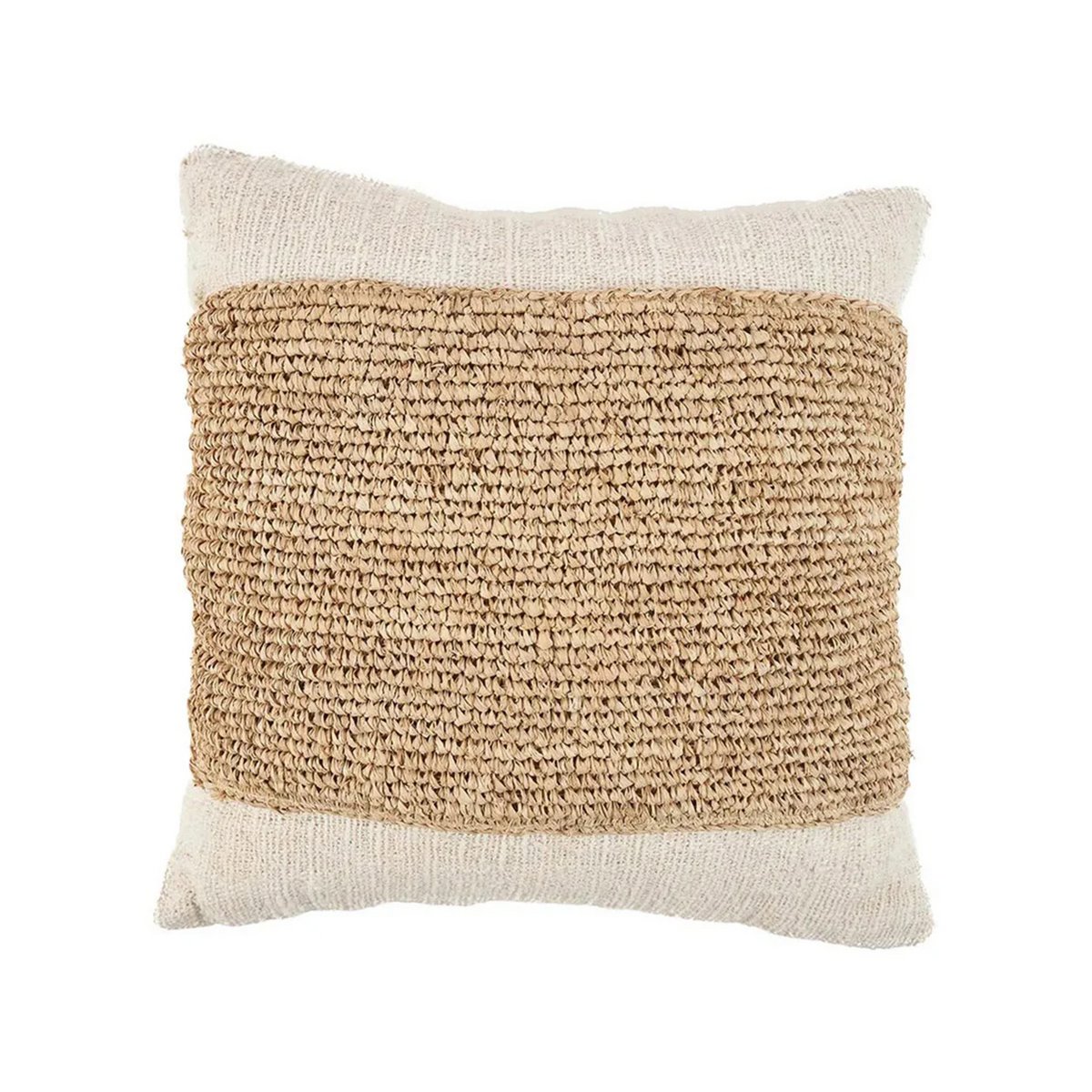 Raffia kussenhoes Stempel natuurlijk