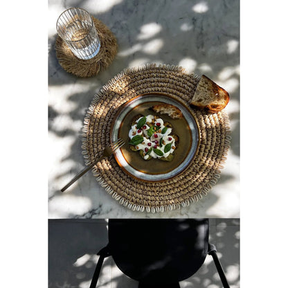 Raffia placemat Schelp naturel