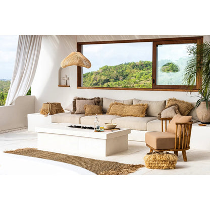 Raffia kussenhoes Rechthoekig naturel - 35x100 cm