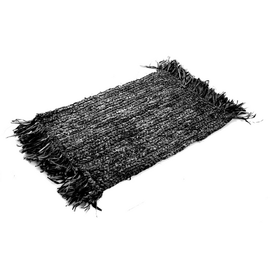 Raffia placemat Rechthoekig zwart